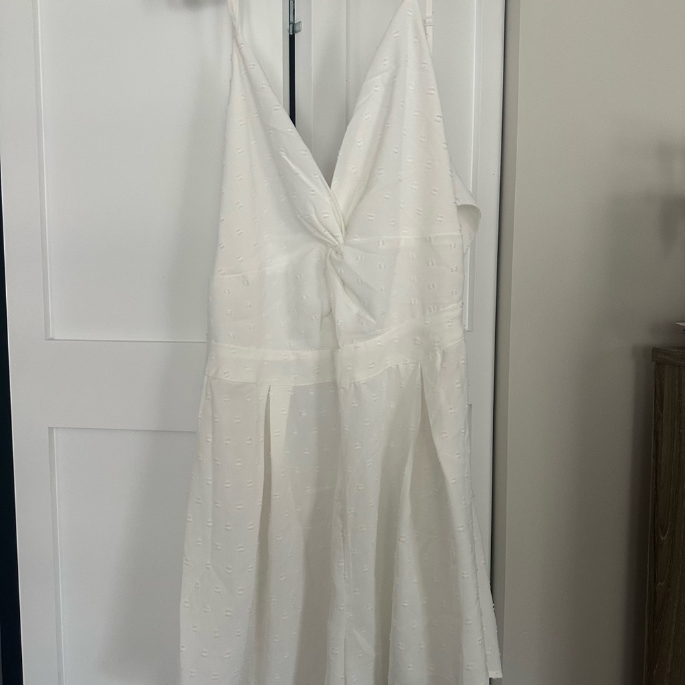 SHEIN White Pleated Halter Sundress